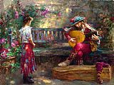 Cao Yong Canvas Paintings - GIRL WITH MUSICIAN